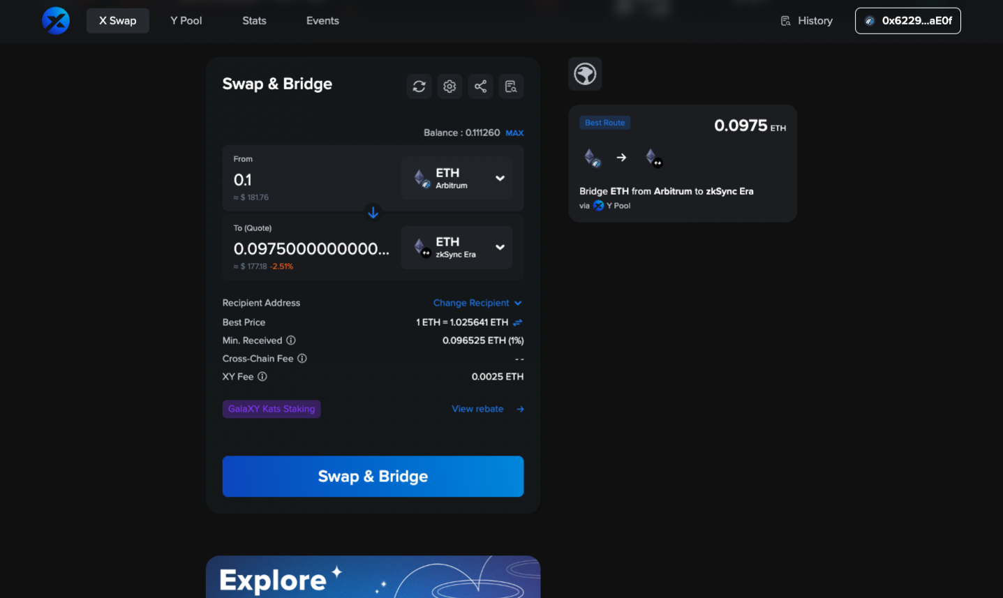Bridge & Swap Crypto from Arbitrum to zkSync Era XY Finance