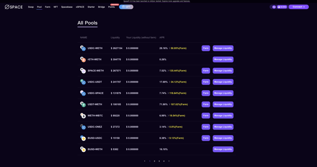 zkSync Ecosystem Dapp - SpaceFi