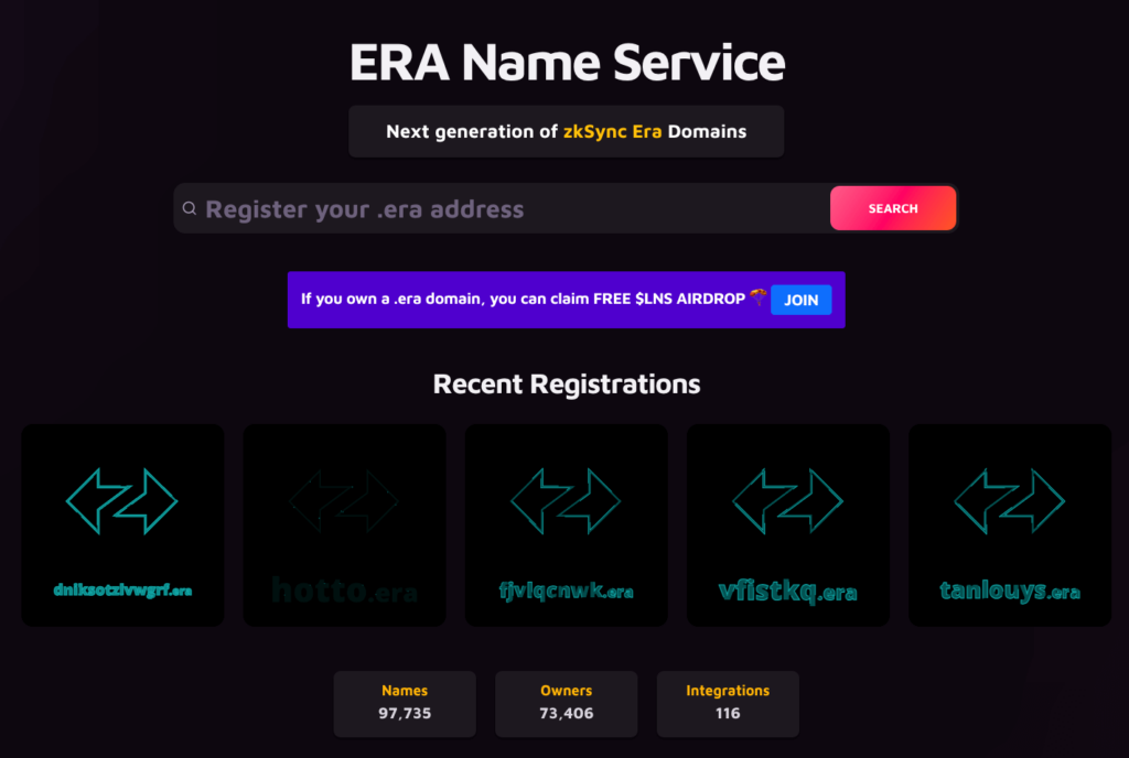 zkSync Ecosystem Dapp - Era Name Service