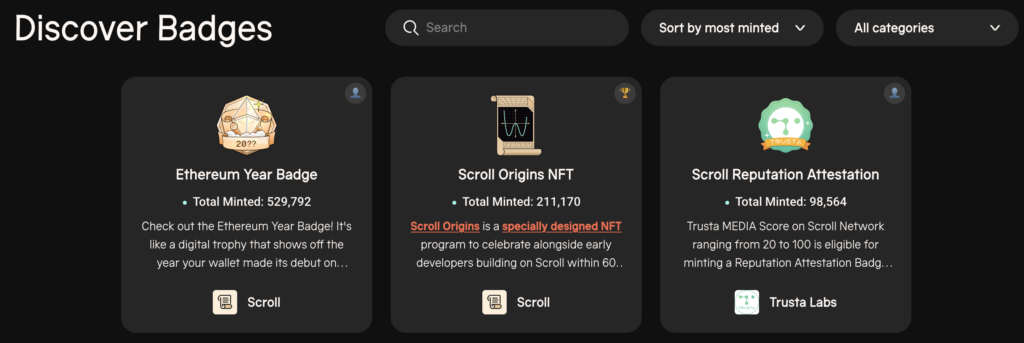 Discover Badges on Scroll