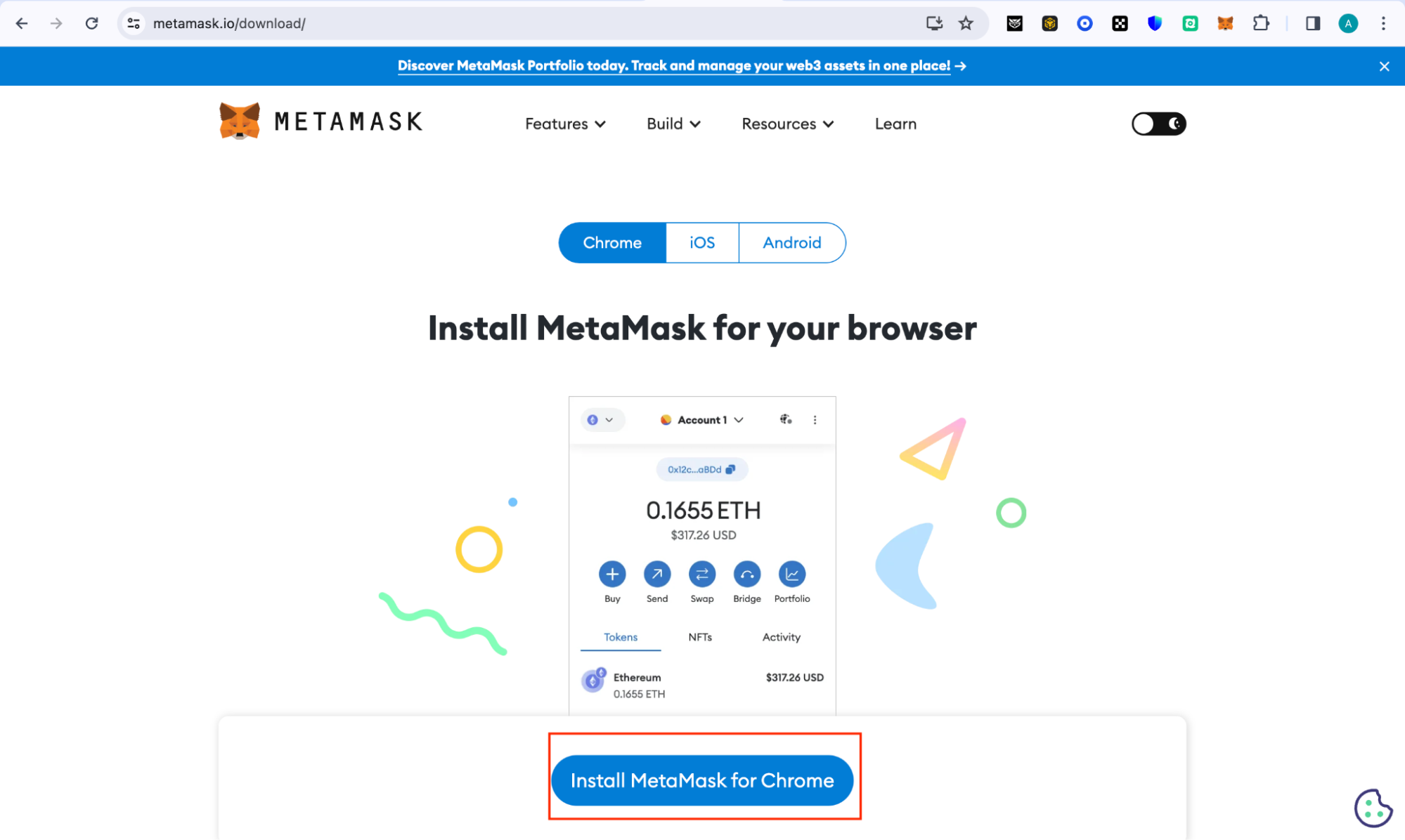 Install Metamask for Chrome